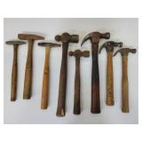 9 assorted vintage hammers