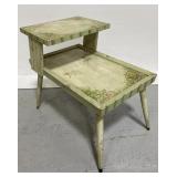 Vintage hand painted two-tier MCM end table
