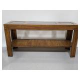 Glass and wood console table