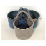 Pottery made side three compartment caddy