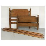 Vintage wood twin bed headboard set