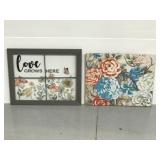 Love grows here & blooming flowers framed art