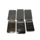Six assorted touch screen phones for repair