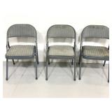 Trio of folding chairs w/upholstered seat & back