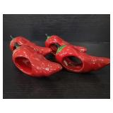 Set of 4 ceramic chili pepper napkin rings