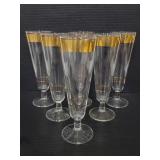 Vintage gold trim atomic footed glasses