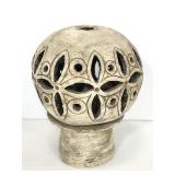 Signed pottery tea light lamp