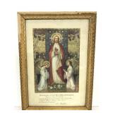 Framed 1915 First Communion document