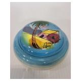 Signed Dam ceramic beach painted trinket box