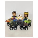 Toy lot with dinosaur head cars