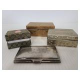 Vintage trinket boxes, lipstick and card holder