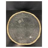 Gold trimmed textured clear glass platter