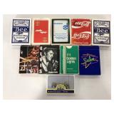 Ten assorted packs of playing cards