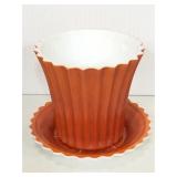 VitRock small orange planter with underplate