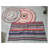Three vintage rag rugs
