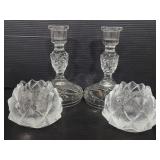 Lead crystal and glass candle holders