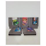 Five vintage NES game cartridges