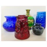 Five colored glass pieces