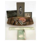 Assorted home office desk drawer items