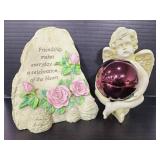 Hollow floral stone & cherub angel yard decor