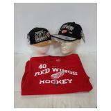 2 Stanley Cup Champs hats & 1 red wings shirt
