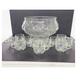 Embossed fruit punch bowl w/ 10 cups
