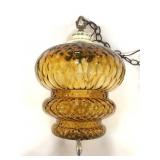 Vintage amber glass hanging chain chandelier