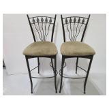 Pair of metal cushioned seat bar stool