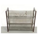 Wood and mesh metal shoe rack