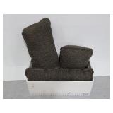 Three throw couch pillows