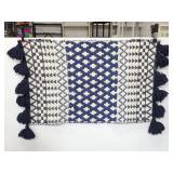 Handmade blue and white pattern rug