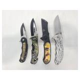 Four unique pattern pocket knives