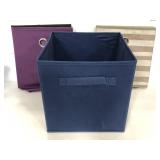 Five collapsible fabric storage bins