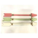 Trio of wooden painted twine wrapped wall arrows