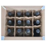 Twelve glass bottles