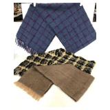 Trio of wool blend scarves with fringe