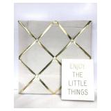 Tufted phot board and wood sign