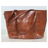 Brown leather like hand bag tote