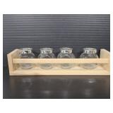 Spice racl shelf with glass Ikea bottles