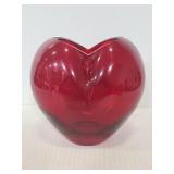 Red glass heart vase