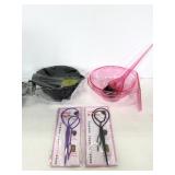 Hair Color bowls, brush, and hair clips