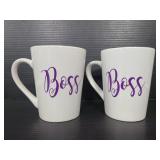 Two ceramic boss mugs