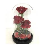 Faux rose twinkle light up dome