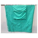 Teal quilt with pillowcase