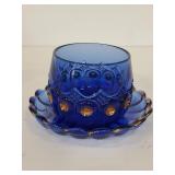 Vintage colbalt blue & gold bowl and saucer
