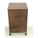 Wood grain 2 drawer rolling filing cabinet