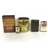 5 vintage garage finds, of cans for decoation