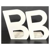 Two letter B white metal book ends