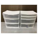 Pair of sterilite carts 3 & 4 drawers