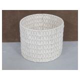 White macrame woven basket
